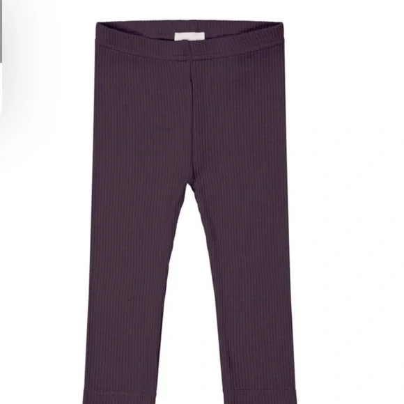 Purple Ribbed Kids Leggings - Picture 2 of 3